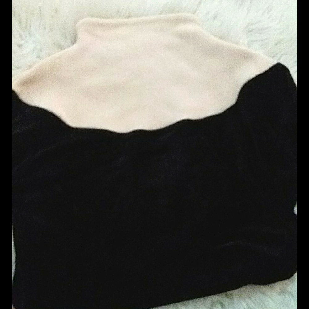 Velour knit combo turtleneck sweater